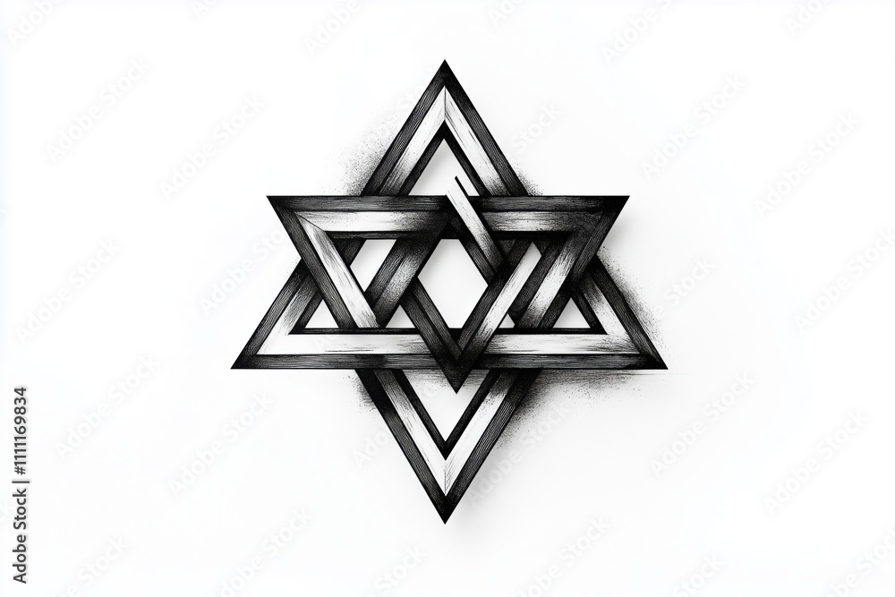Minimalist tattoo design with interlocking black triangles Minimalist tattoo design with interlocking black triangles