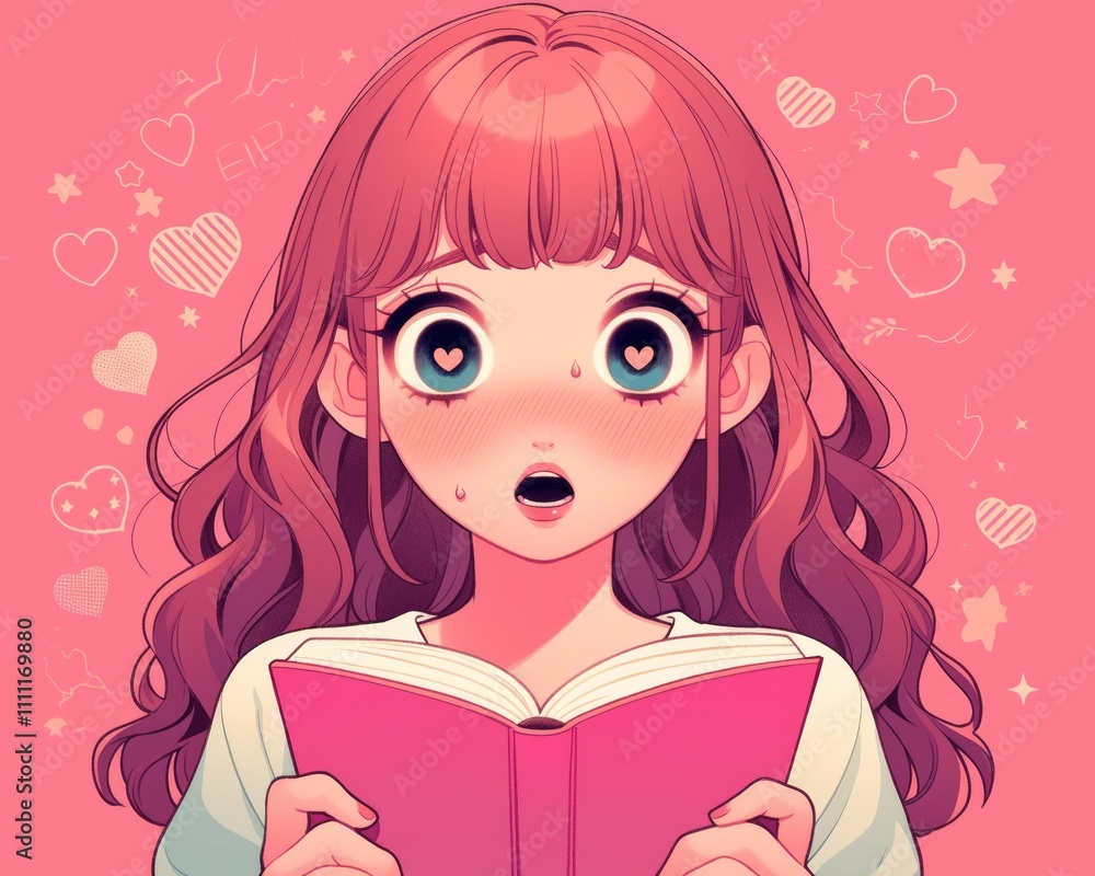 Anime girl reading a book wallpaper. Anime, illustration of a girl reading a book, manga character, coloring book, kawaii coloring book, scared, shocked look Anime girl reading a book wallpaper. Anime, illustration of a girl reading a book, manga character, coloring book, kawaii coloring book, scared, shocked look
