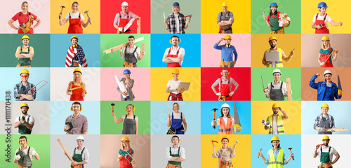 Collage of many carpenters ...