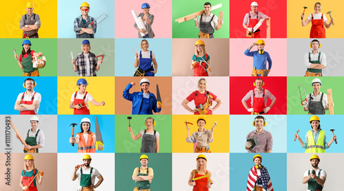 Collage of many carpenters ...
