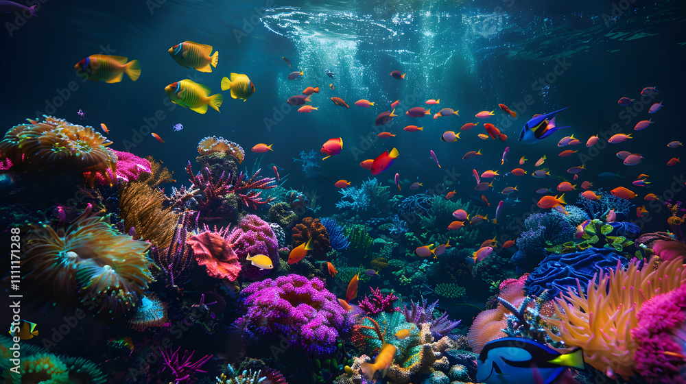 Ethereal Glow in Ocean's Depth: A visual Journey into Vibrant Underwater Ecosystem Ethereal Glow in Ocean's Depth: A visual Journey into Vibrant Underwater Ecosystem