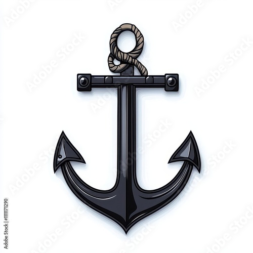 a monochrome anchor clipart, simple outline, black , isolated on white background photo