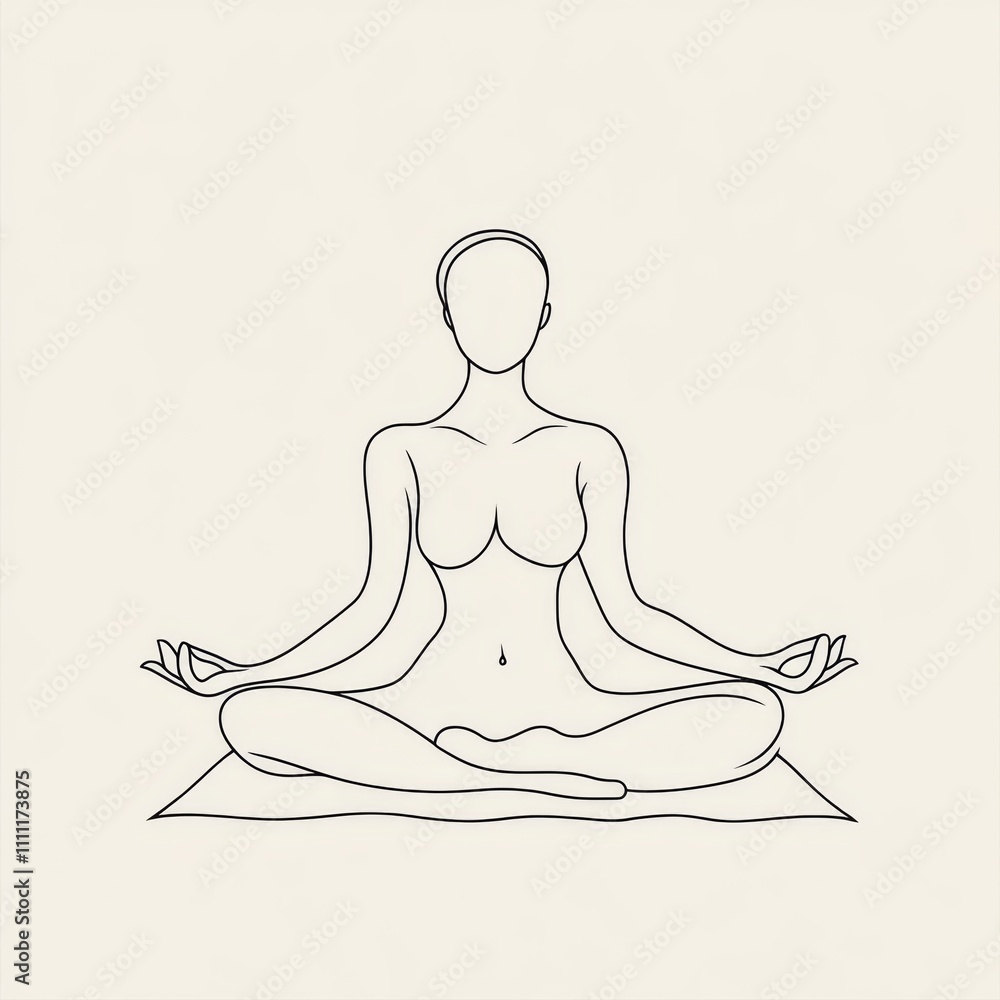 Woman in lotus yoga pose line art. Woman in lotus yoga pose line art.