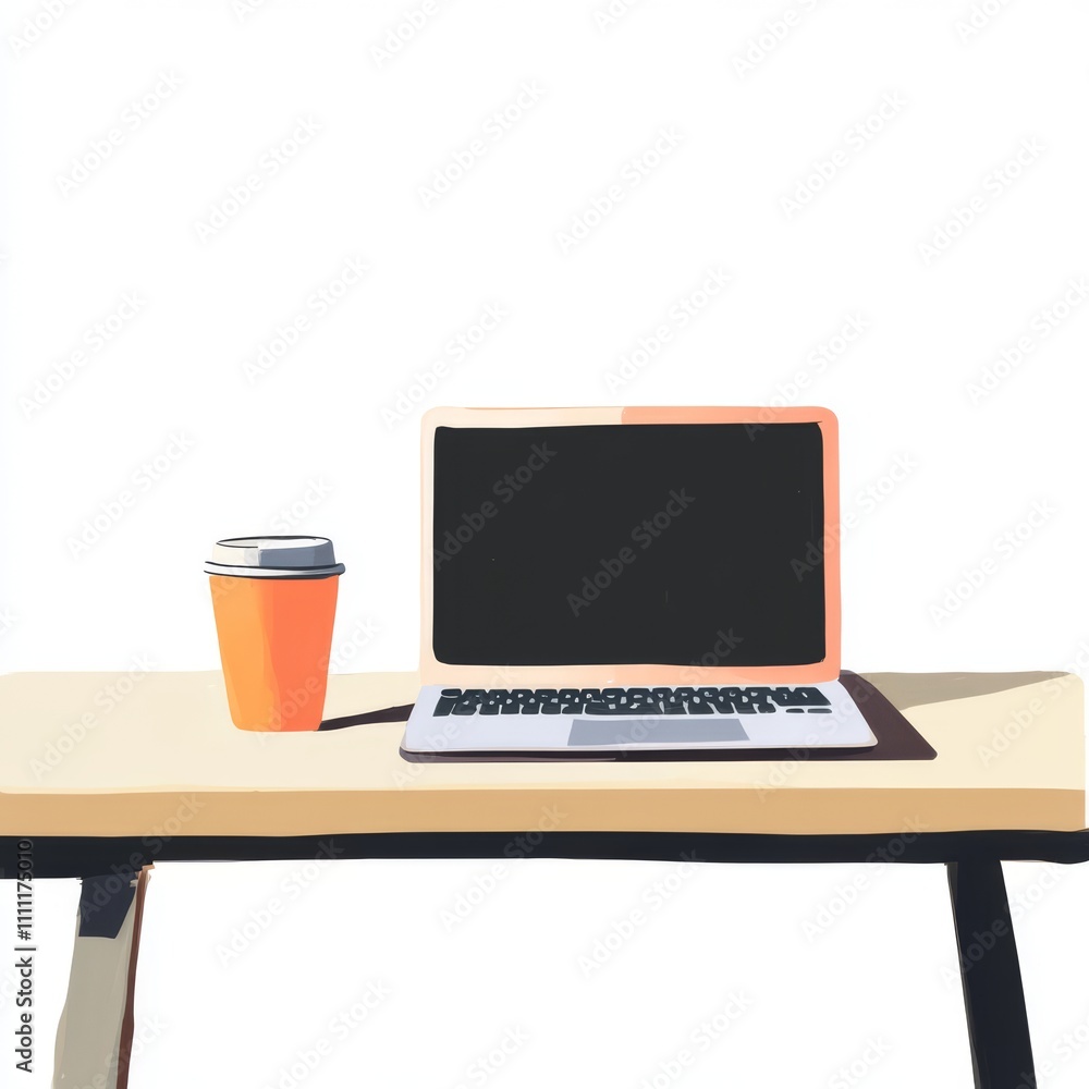 Laptop and coffee cup on a desk. Laptop and coffee cup on a desk.