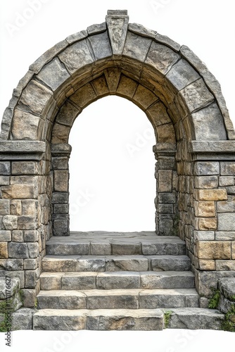 Stone archway, steps leading to open space.