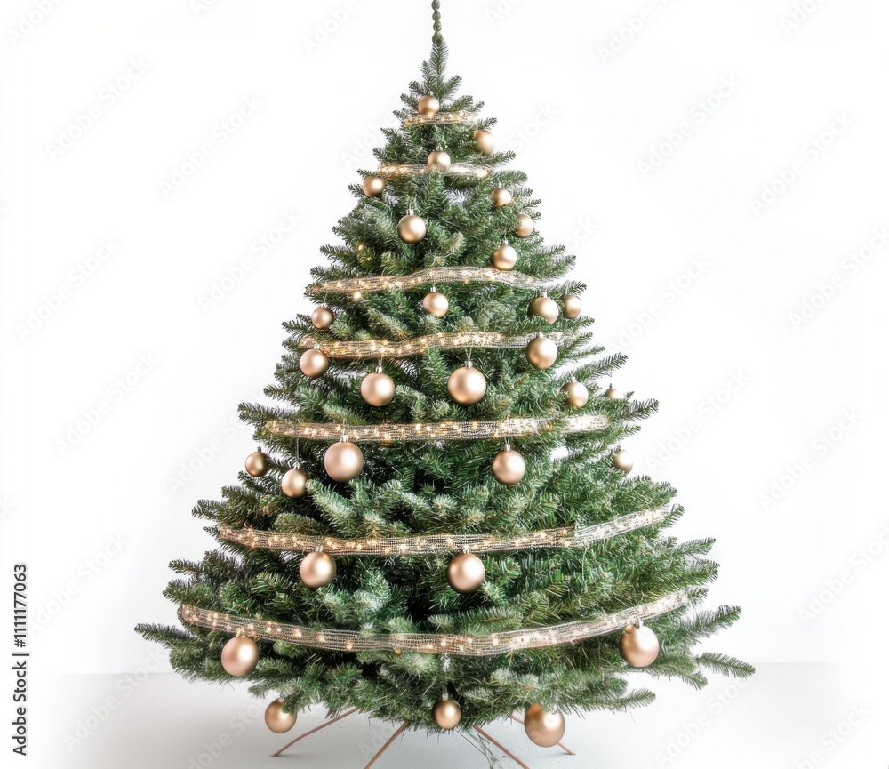 Christmas tree in gold tones on white background Christmas tree in gold tones on white background
