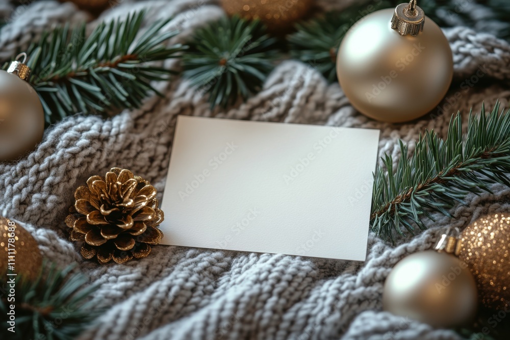 Christmas card with knitted background Christmas card with knitted background