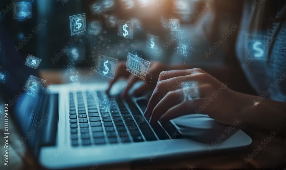 investment or asset management concept, earn money online, finance and fundraising with dollar icons investment or asset management concept, earn money online, finance and fundraising with dollar icons