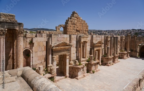 South theater Roman ruins in Jerash, Jordan