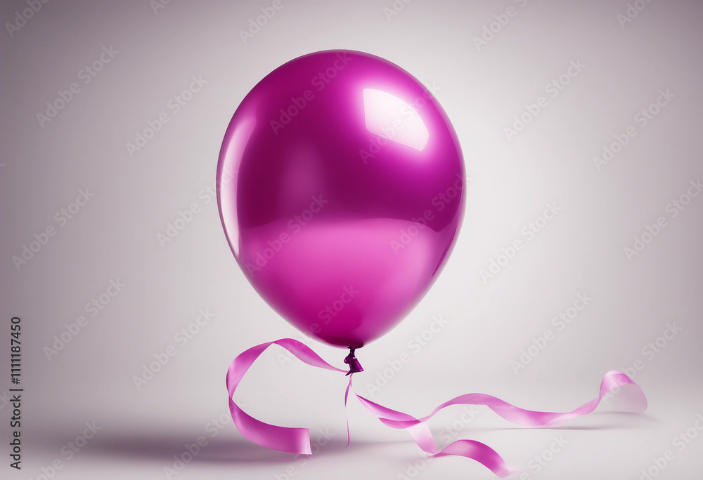 Magenta balloon with ribbon isolated on white background cutout Magenta balloon with ribbon isolated on white background cutout