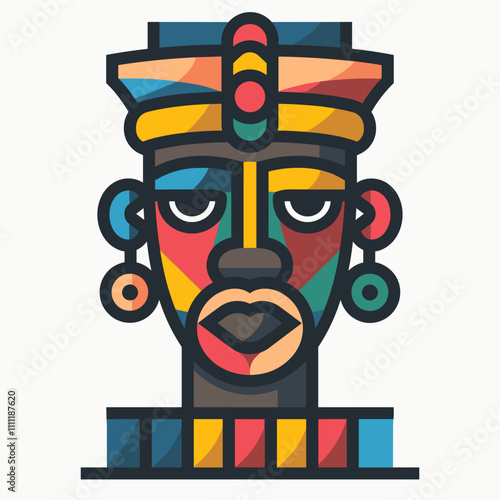 Colorful face of African American man, vector illustration