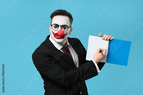 Surprised young man as clow...