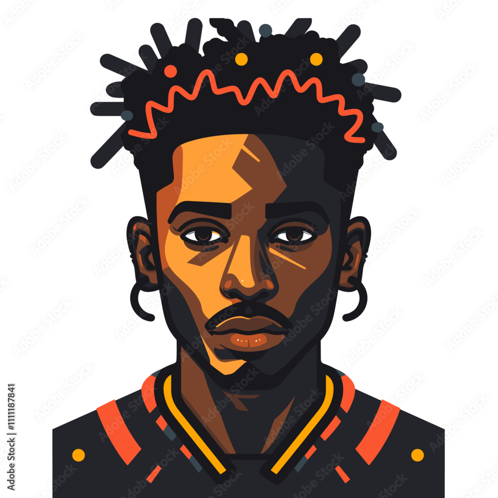 Portrait of a man with afro style. Vector illustration. Portrait of a man with afro style. Vector illustration.