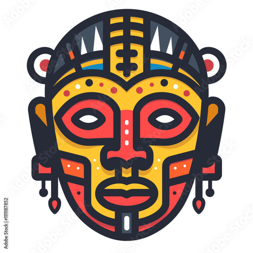 Tribal mask. Vector illustration in flat style. Ethnic totem