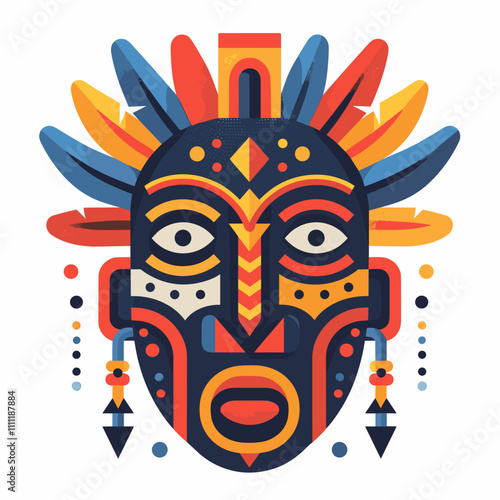 Colorful face of African American man, vector illustration