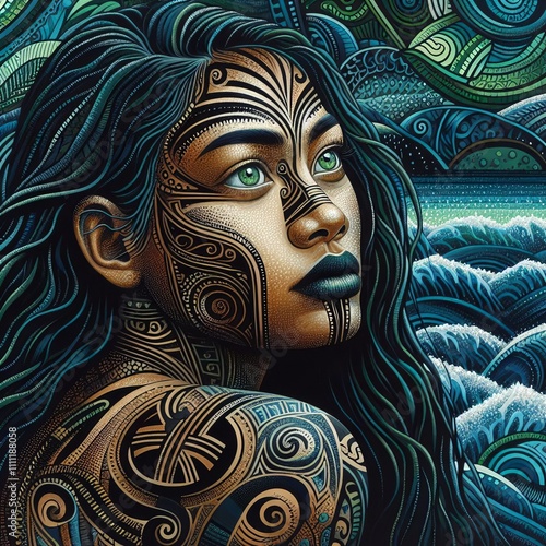 Maori Woman with Ocean Spirit photo