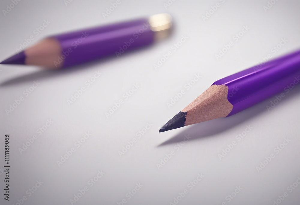 A bright purple pencil symbolizing preparation and new beginnings isolated on white background A bright purple pencil symbolizing preparation and new beginnings isolated on white background