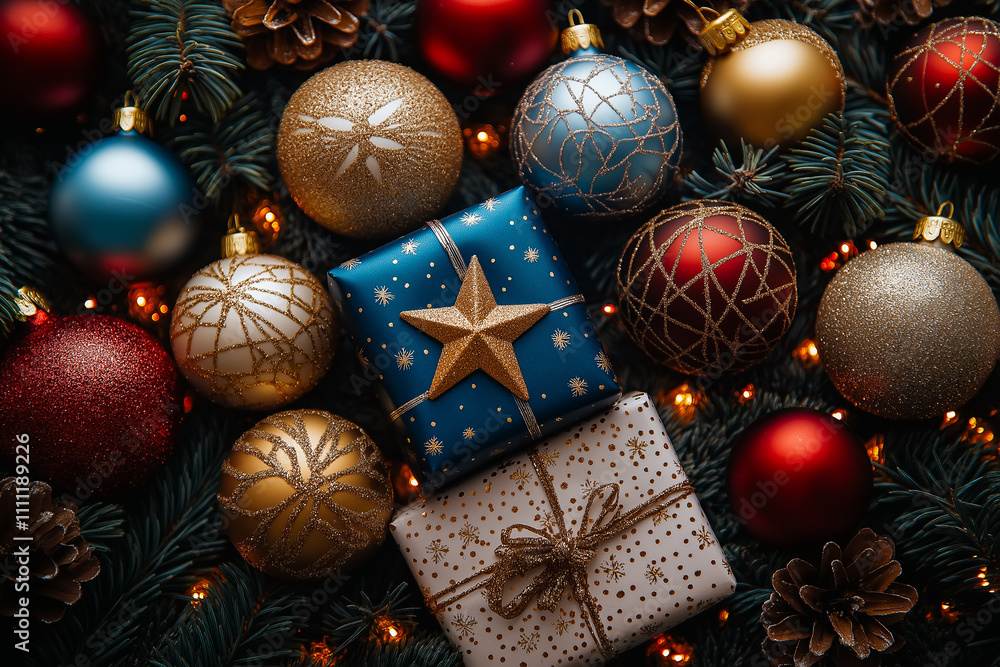 Christmas background with decorations. With copyspace Christmas background with decorations. With copyspace