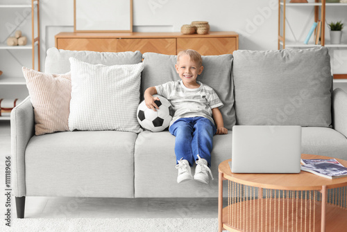 Cute little boy with soccer...