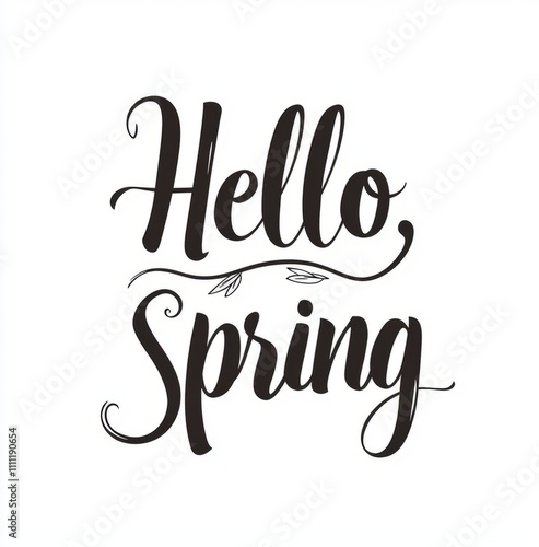 A charming typography design that says 'Hello, Spring', perfectly capturing the essence of the vibrant and rejuvenating season with elegant lettering and gentle accents. photo