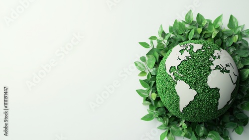 A globe covered in greenery, symbolizing environmental sustainability and the importance of nature in our world.