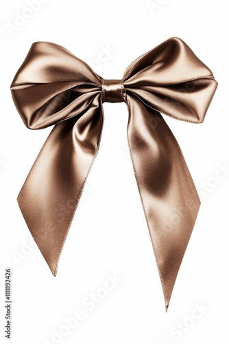 Brown satin ribbon tied in a bow.