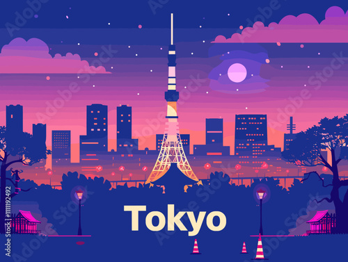 Tokyo City Beautiful Vector Illustration for Postcards, Web Sites and Your Design.