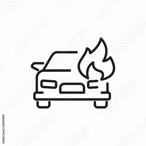 burning car icon sign vector