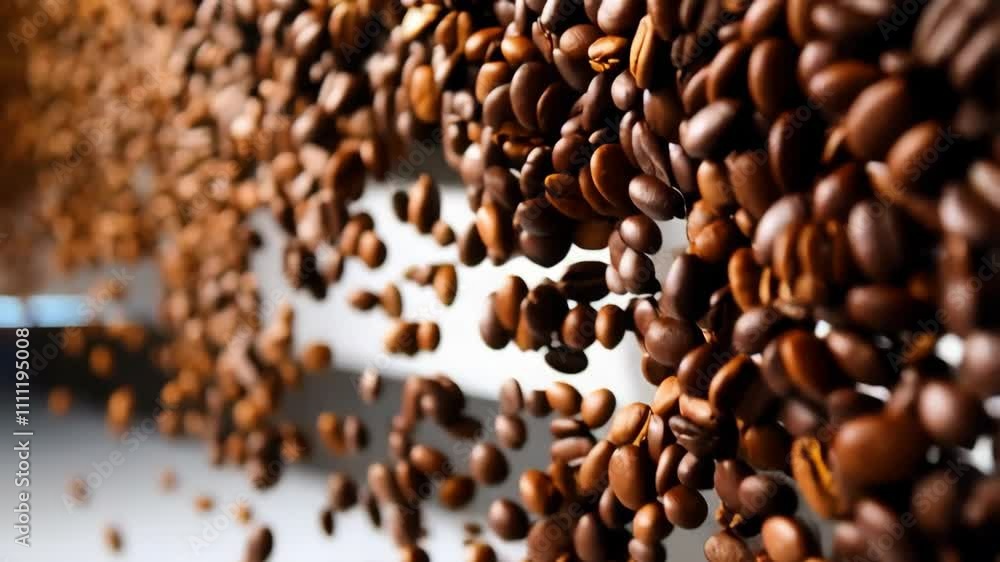 Roasting coffee beans in slow motion: dynamic falling and aromatic experience Roasting coffee beans in slow motion: dynamic falling and aromatic experience