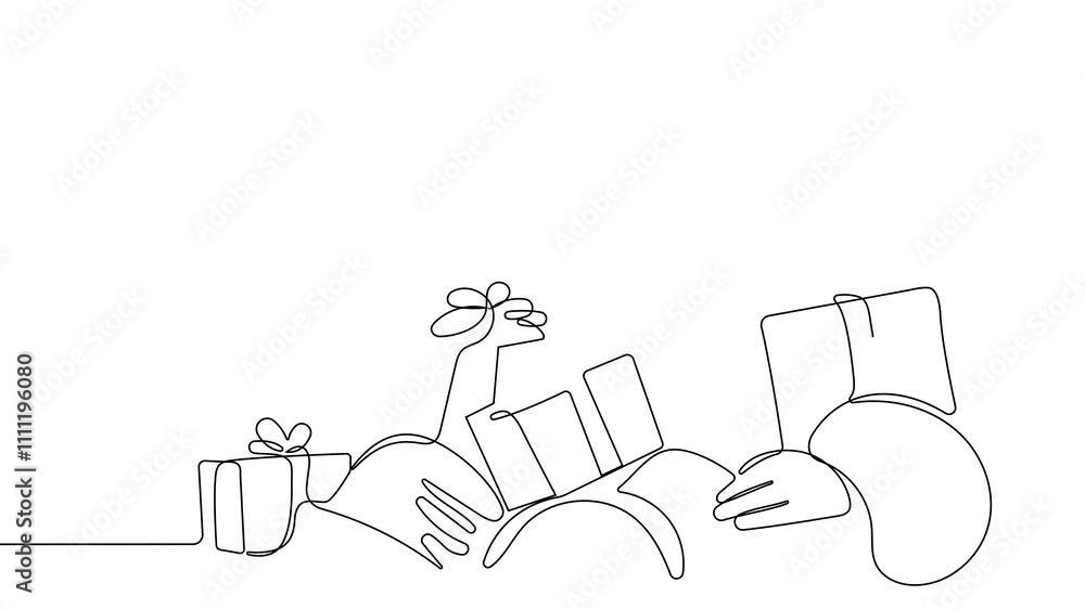 Selfdrawing of Santa with gift one line. 2D animation of drawing a chocolate bar over the fireplace. 4k stock video with alpha channel for whiteboard, chalkboard, presentation. High quality 4k footage Selfdrawing of Santa with gift one line. 2D animation of drawing a chocolate bar over the fireplace. 4k stock video with alpha channel for whiteboard, chalkboard, presentation. High quality 4k footage