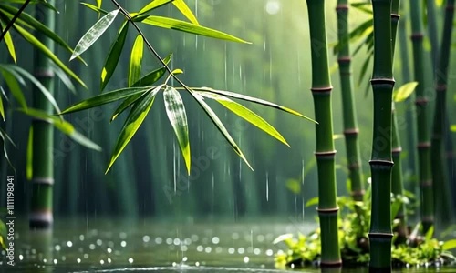 Serene bamboo forest swaying in the breeze