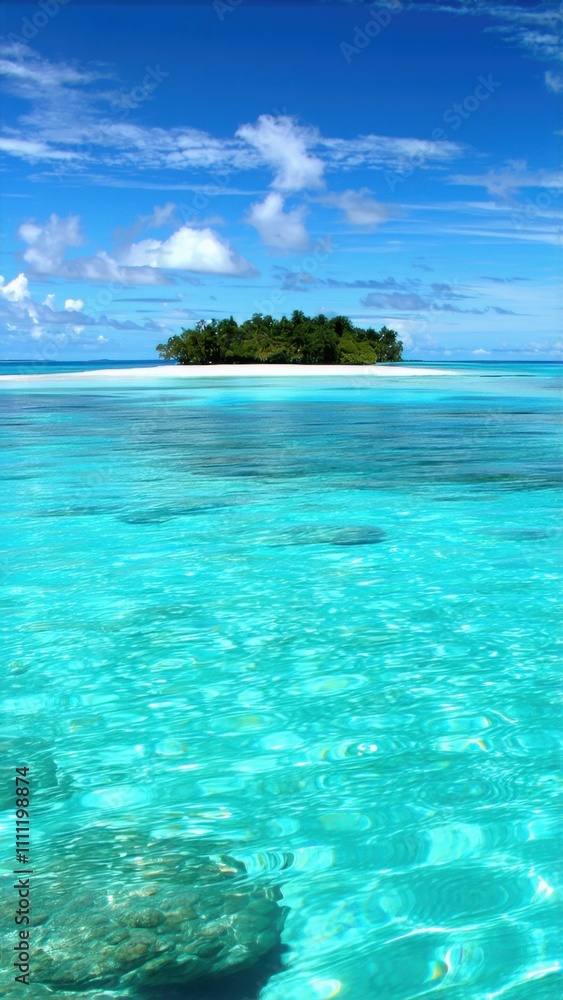 Fototapeta premium Turquoise water with a small island in the distance
