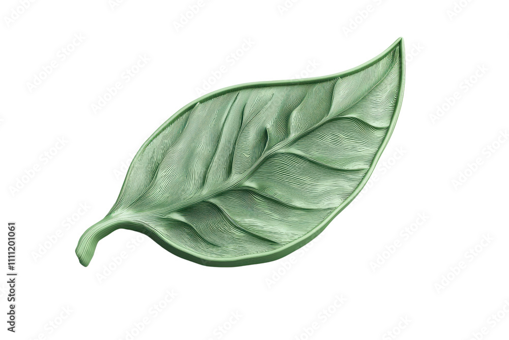 Fototapeta premium A green leaf with intricate details and a smooth texture.