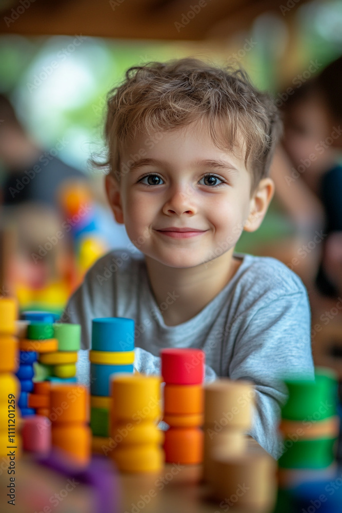 children playing with colorful cubes in the kindergarden,generative ai children playing with colorful cubes in the kindergarden,generative ai