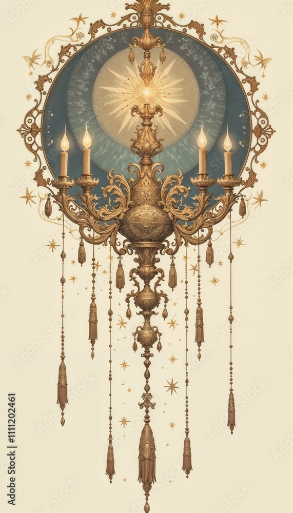 Fototapeta premium Ornate chandelier with celestial accents