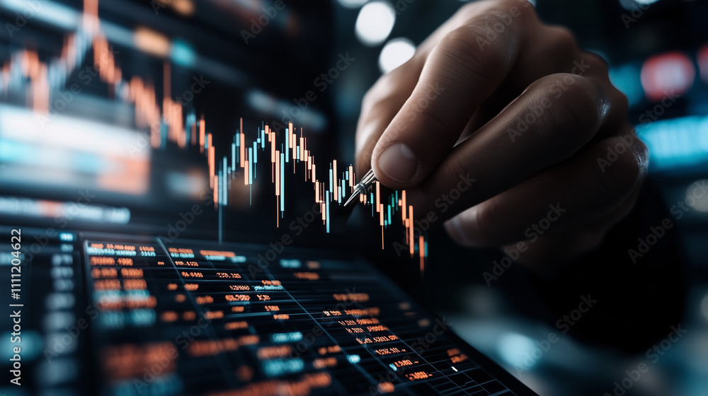 Stock market chart with hand Stock market chart with hand