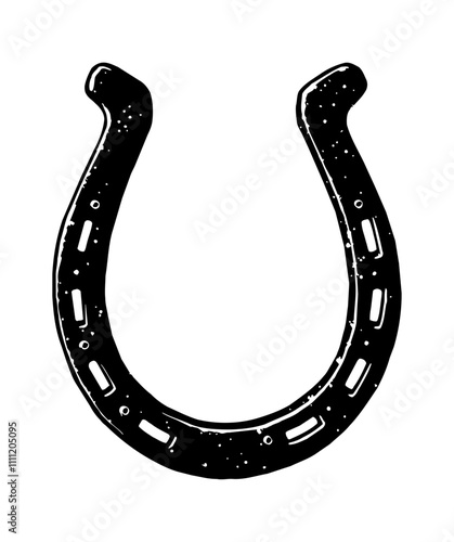 horse shoe engraving black and white outline