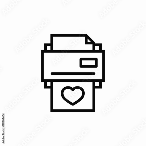 printer print heart icon sign vector