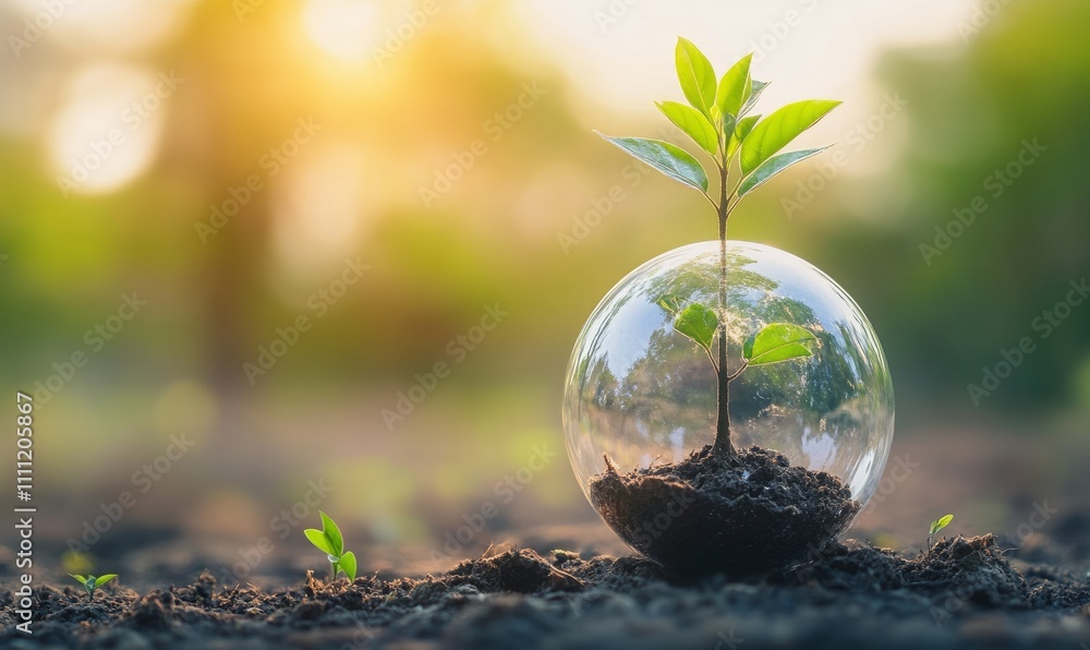 Environmental, social and governance concept in glass globe with growing tree. ESG, sustainability values Environmental, social and governance concept in glass globe with growing tree. ESG, sustainability values