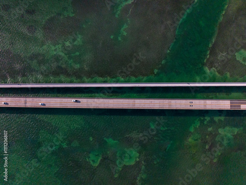 Aerial view of US Route 1 Overseas Highway to Key West Florida photo