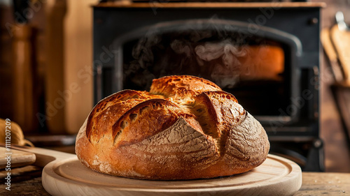 a photo of freshly baked bread coming out of the oven