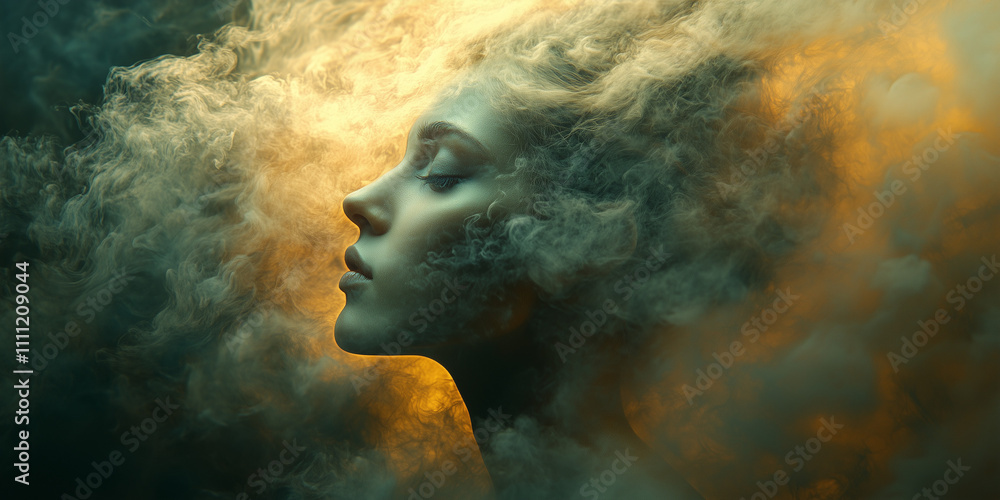 Abstract profile of a dissolving woman
Ethereal profile of a woman dissolving into abstract forms, symbolizing creativity, transformation, and the fusion of human and nature Abstract profile of a dissolving woman
Ethereal profile of a woman dissolving into abstract forms, symbolizing creativity, transformation, and the fusion of human and nature