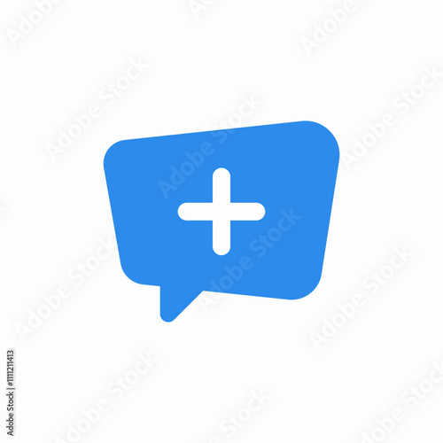 solid speech bubble plus add chat icon sign vector