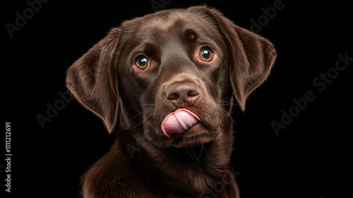 a Labrador making a silly face, with its tongue flopped to the side and eyes crossed