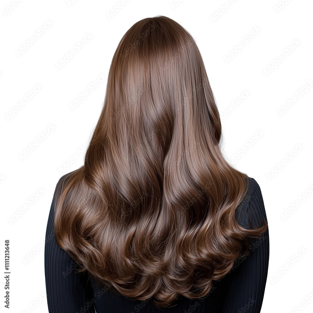 Naklejka premium Long, flowing brown hair with glossy texture on transparent background