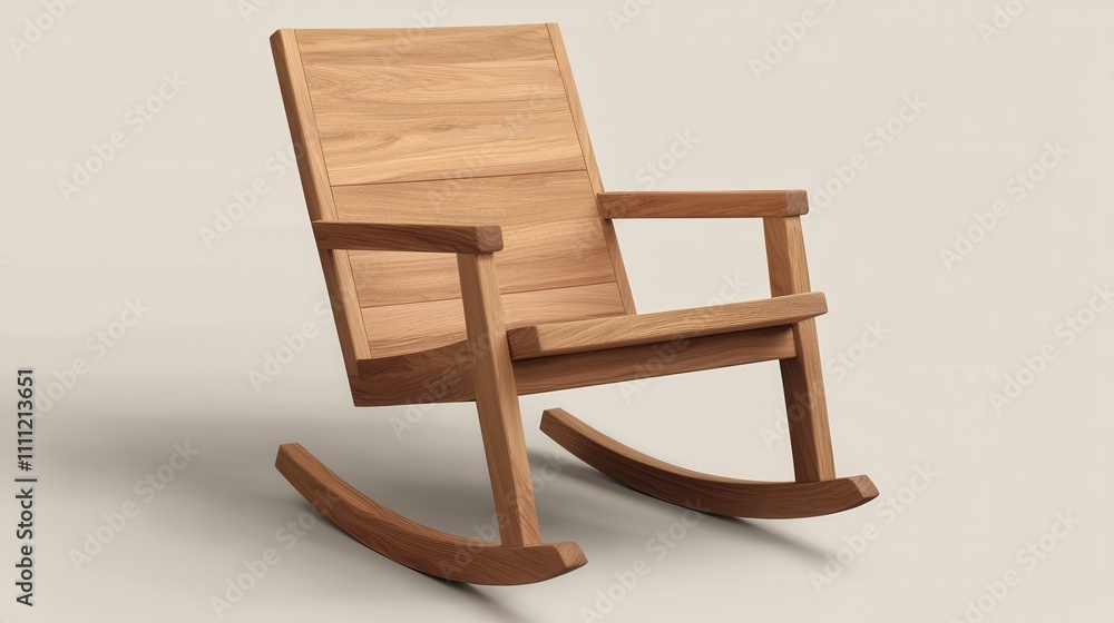 A modern wooden rocking chair with a minimalist design, featuring a slanted back and smooth rockers, perfect for relaxing in style. A modern wooden rocking chair with a minimalist design, featuring a slanted back and smooth rockers, perfect for relaxing in style.