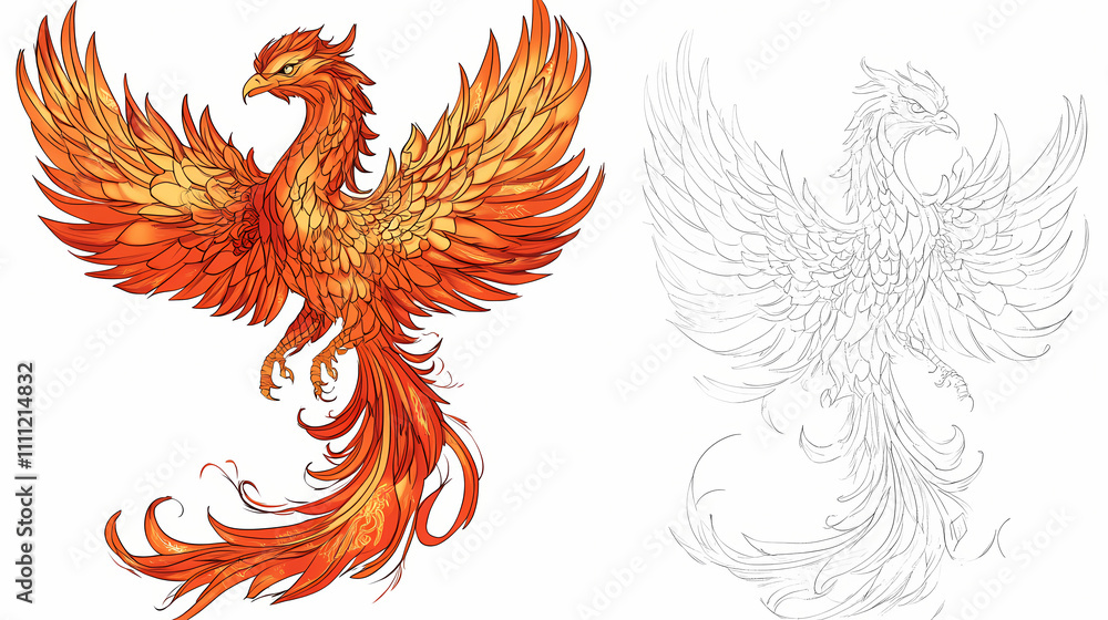 Fototapeta premium Realistic phoenix fire bird. Phoenix. Illustration