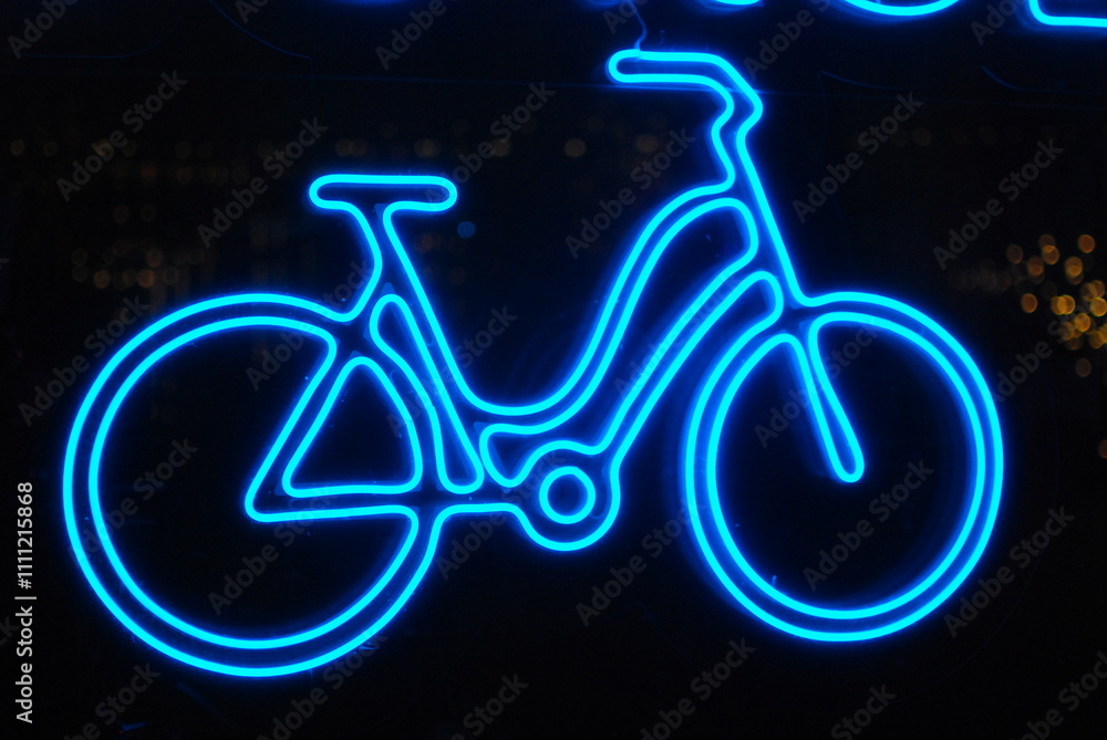 Art Display Featuring a Blue Neon Bicycle Sign that Captures Attention and Ambiance Art Display Featuring a Blue Neon Bicycle Sign that Captures Attention and Ambiance