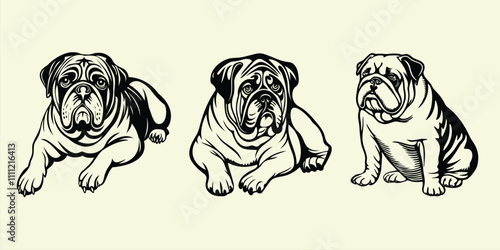 Bulldogs vector silhouette design for logos, clipart, and creative digital projects. photo