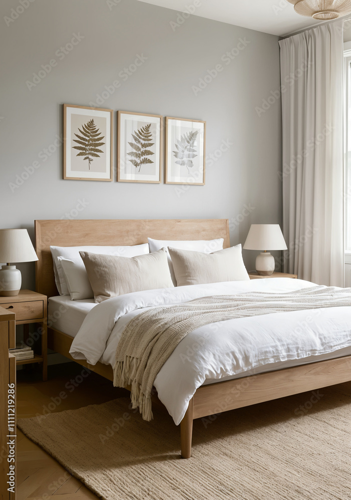 Fototapeta premium cozy interior bedroom with wall paint